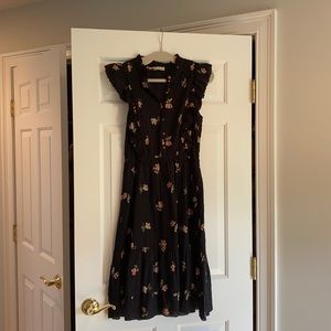 BLACK FLORAL ULLA JOHNSON DRESS